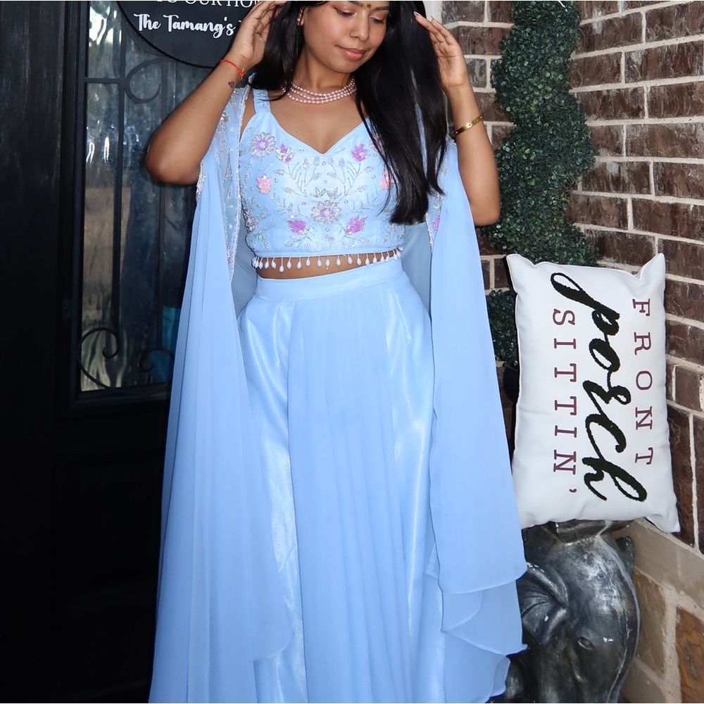 Light Blue Embroidered Lehenga Choli